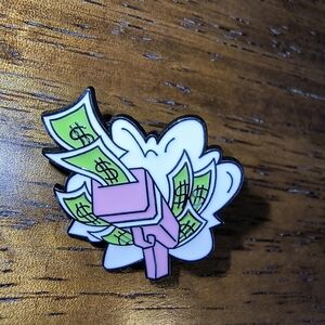 Women’s Jewelry Fun Pink Money Gun Enamel Pin Brooch- Pink, White,Black& Green